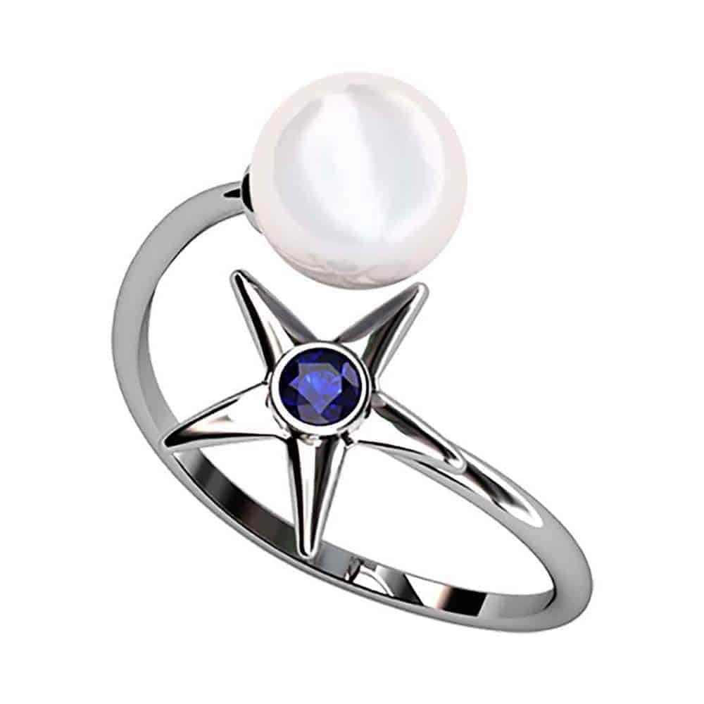 S5K B3M8 B Sortija De Perla Diamantes Brillante Franco Da Vinci