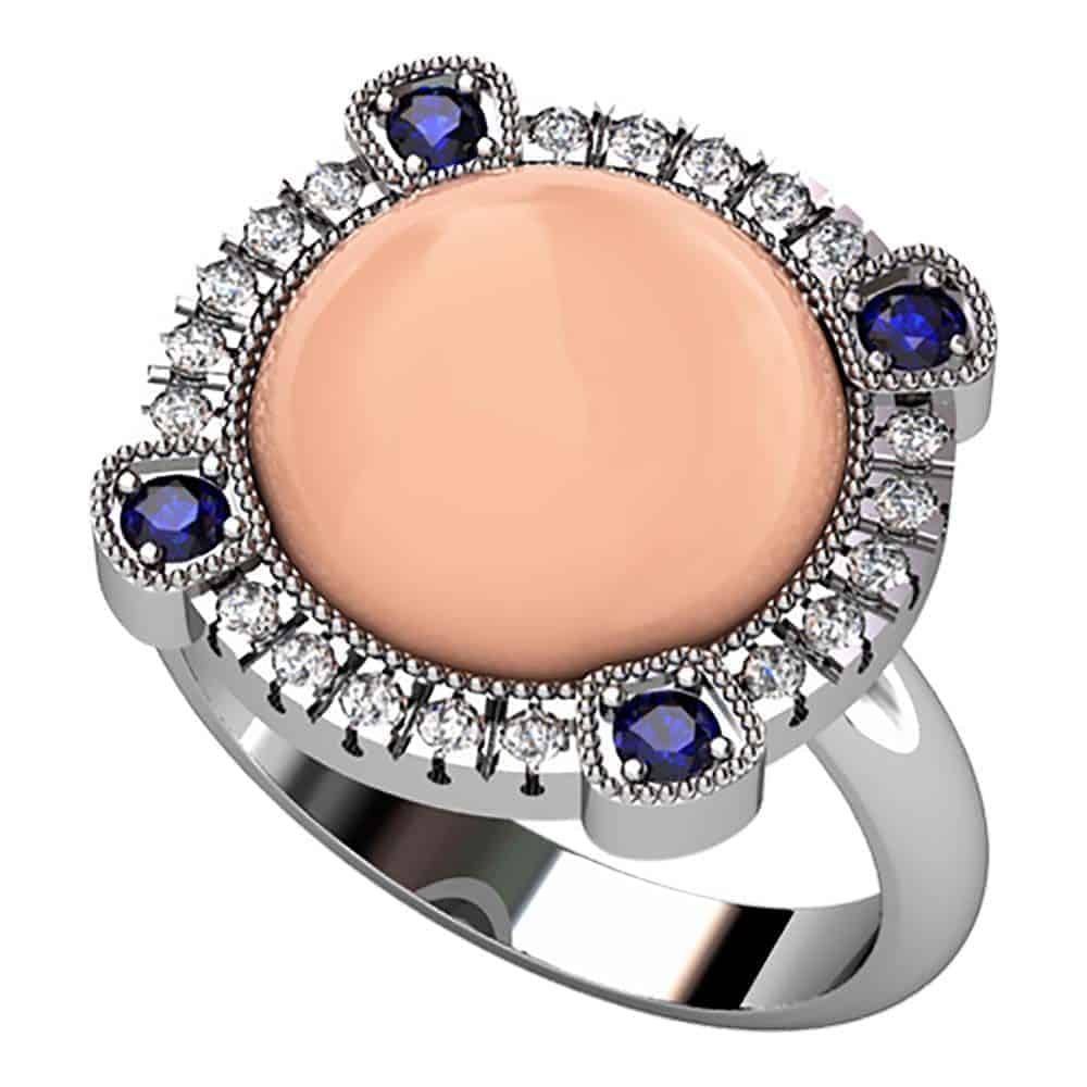 S5X S10 5B3A20 B Sortija De Coral Diamantes Brillante