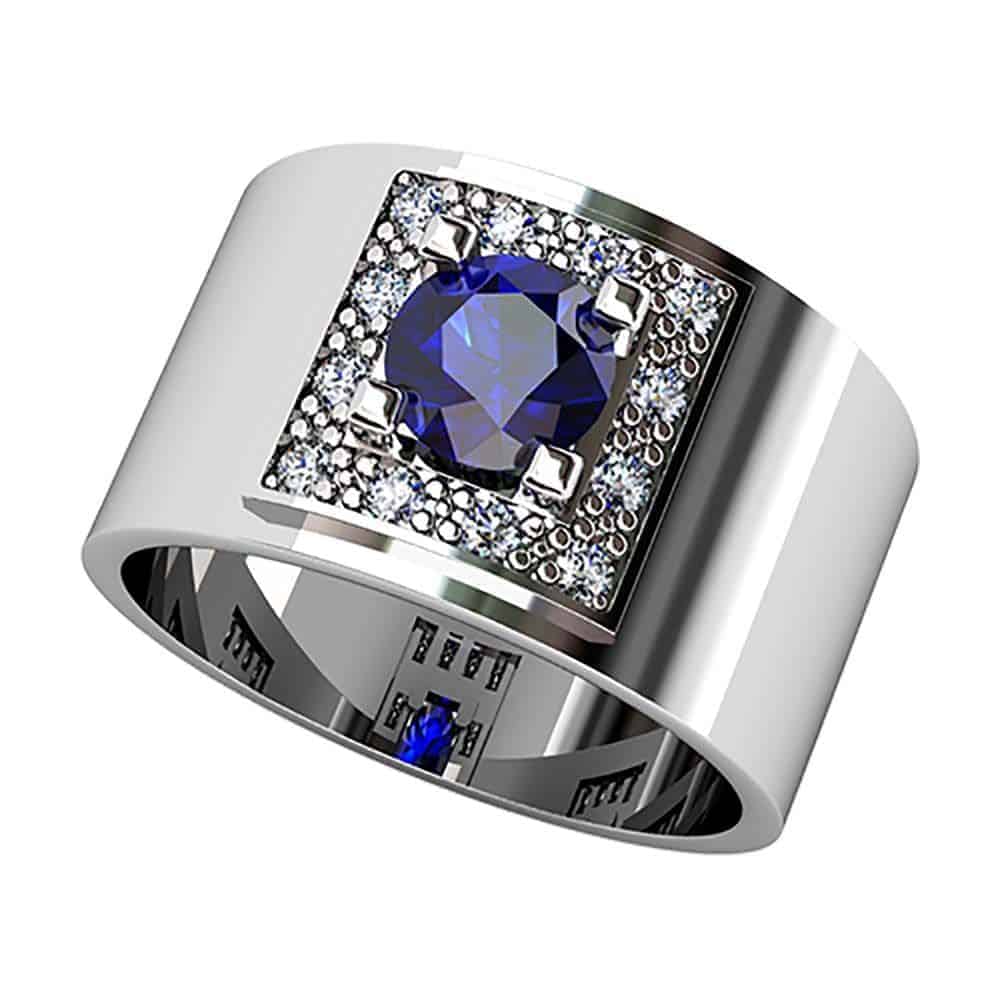 S5Z B5A12 B Sortija De Zafiro Diamantes Brillante