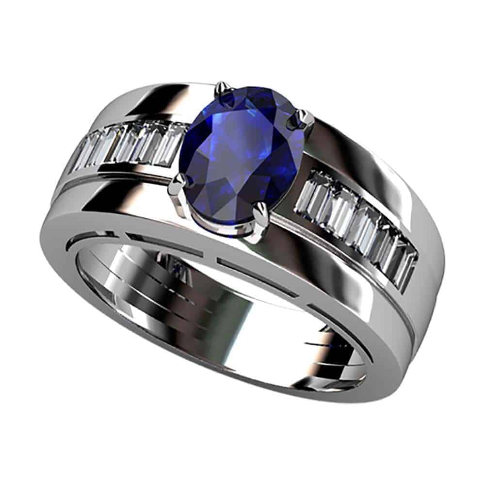 S6B B68L70 B Sortija Zafiro Diamante Brillante