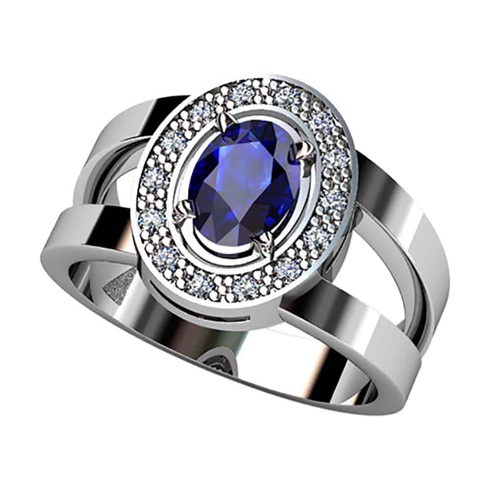 S6K B57A14 B Sortija Zafiro Diamante Brillante