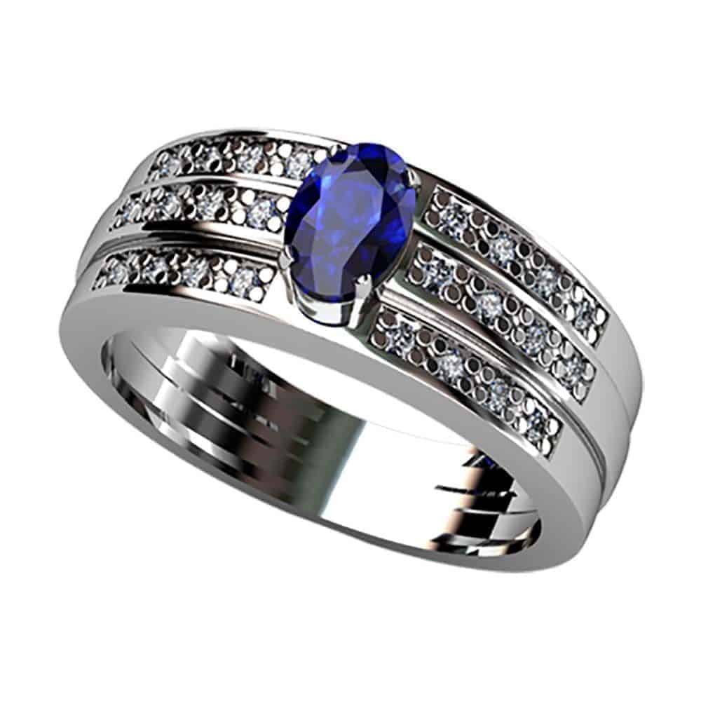 S7A B46A8A16 B Sortija Zafiro Diamantes Brillante